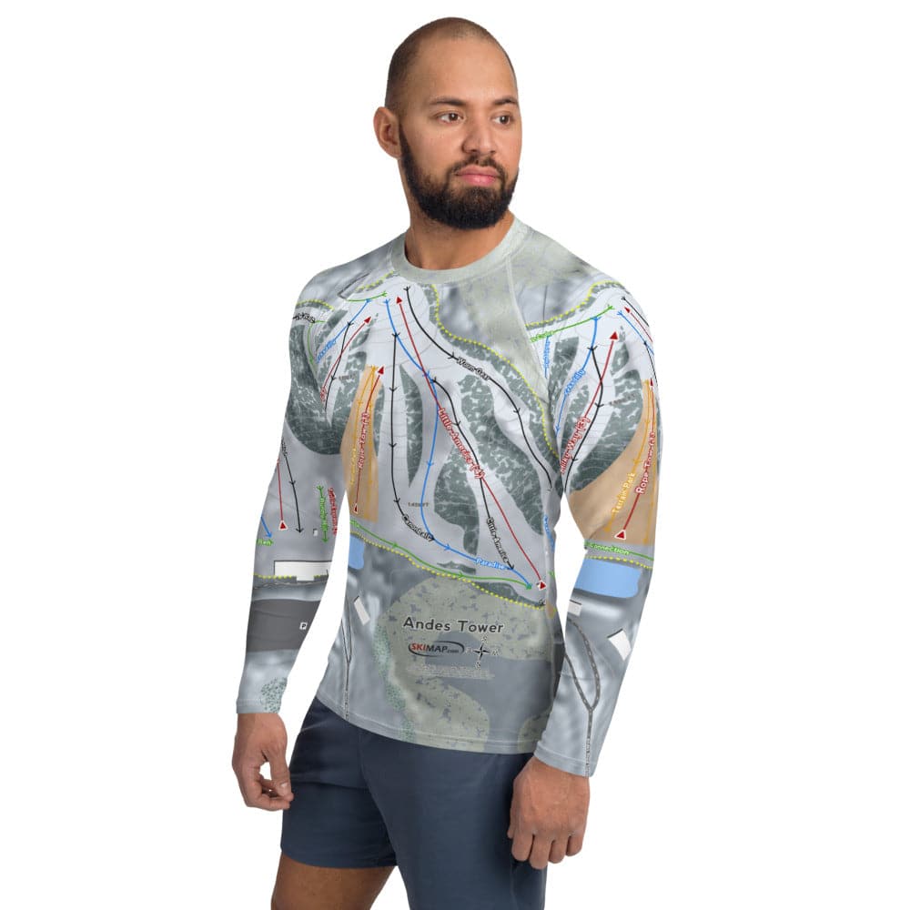 Andes Tower, Minnesota Ski Trail Map Men's Base Layer Top - Powderaddicts