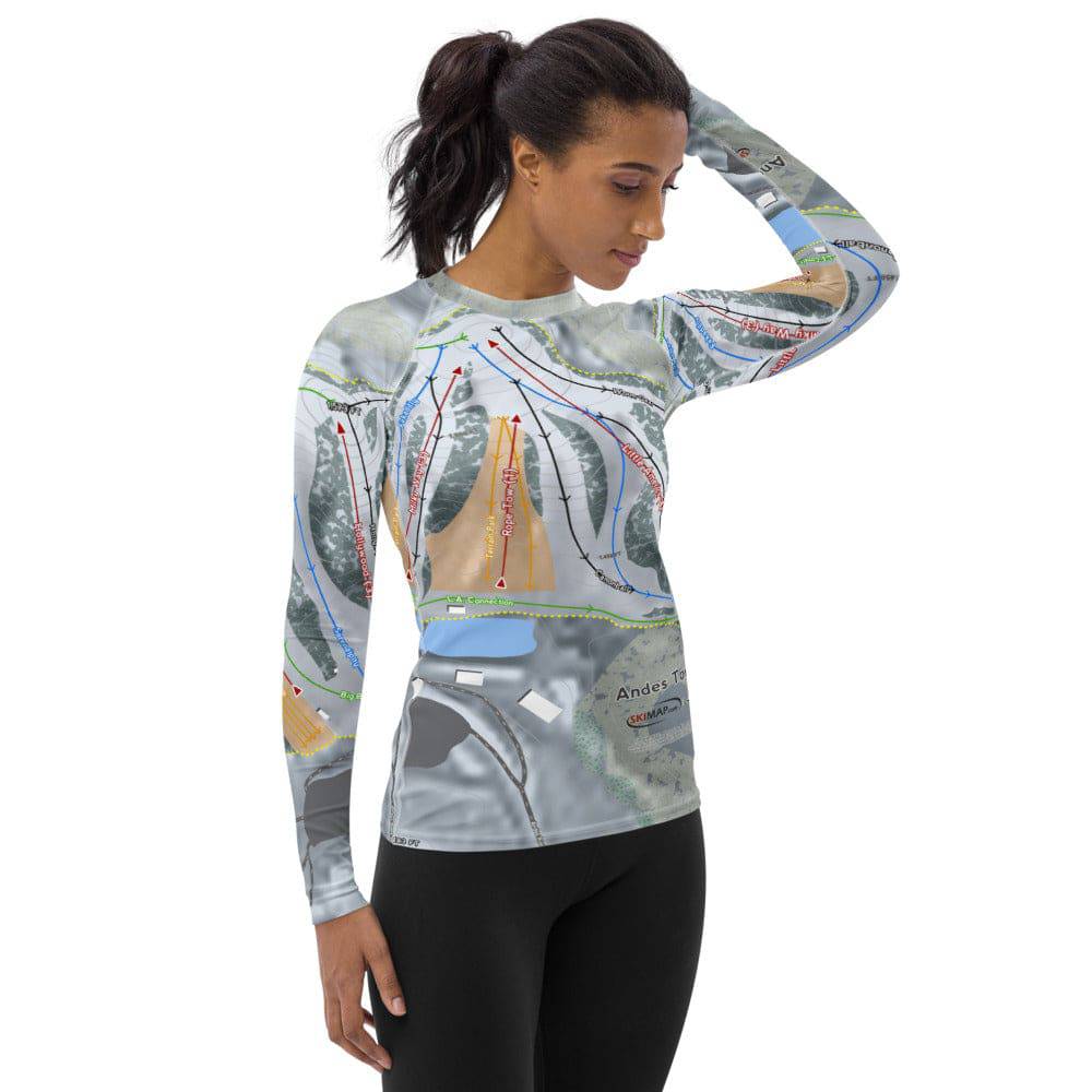 Andes Tower, Minnesota Ski Trail Map Women's Base Layer Top - Powderaddicts