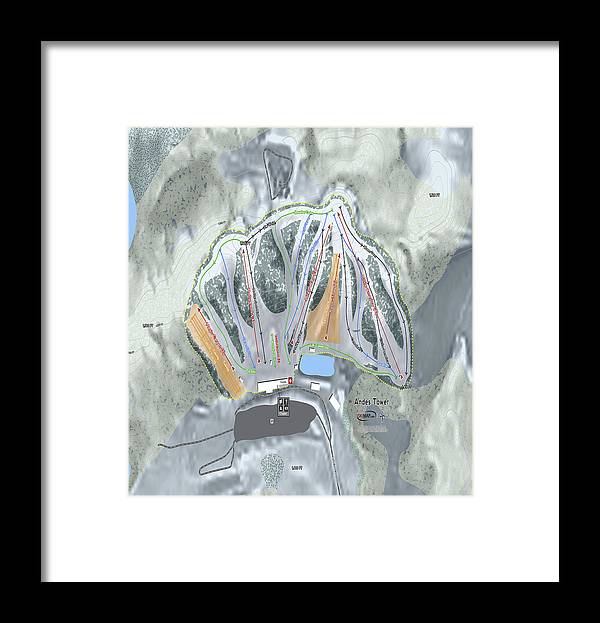 Andes Tower Ski Trail Map - Framed Print - Powderaddicts