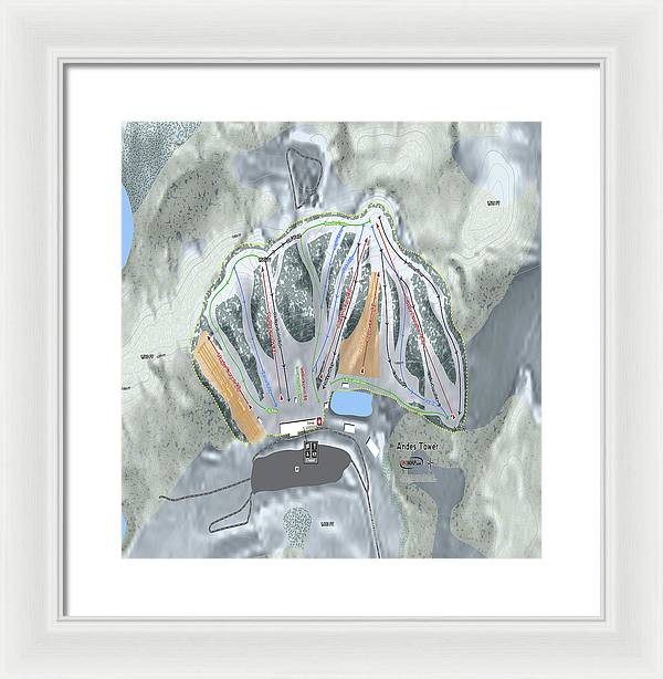 Andes Tower Ski Trail Map - Framed Print - Powderaddicts