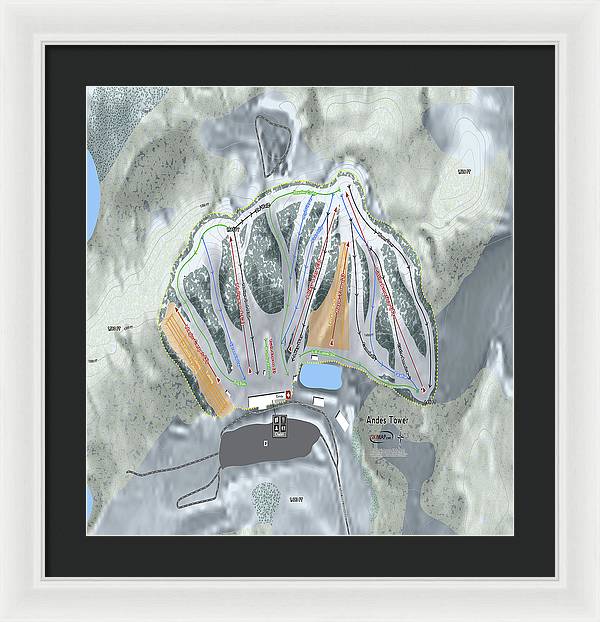 Andes Tower Ski Trail Map - Framed Print - Powderaddicts