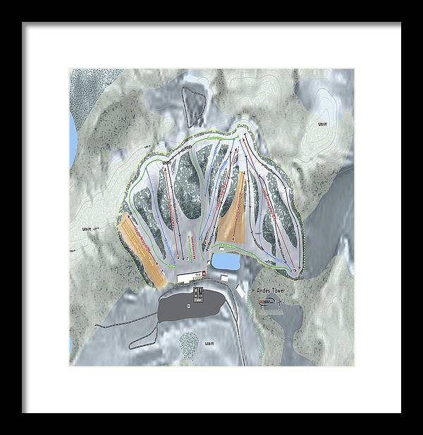Andes Tower Ski Trail Map - Framed Print - Powderaddicts