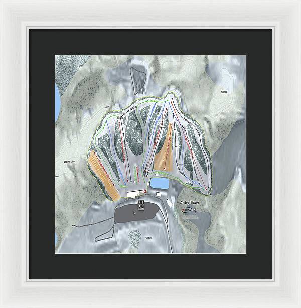 Andes Tower Ski Trail Map - Framed Print - Powderaddicts