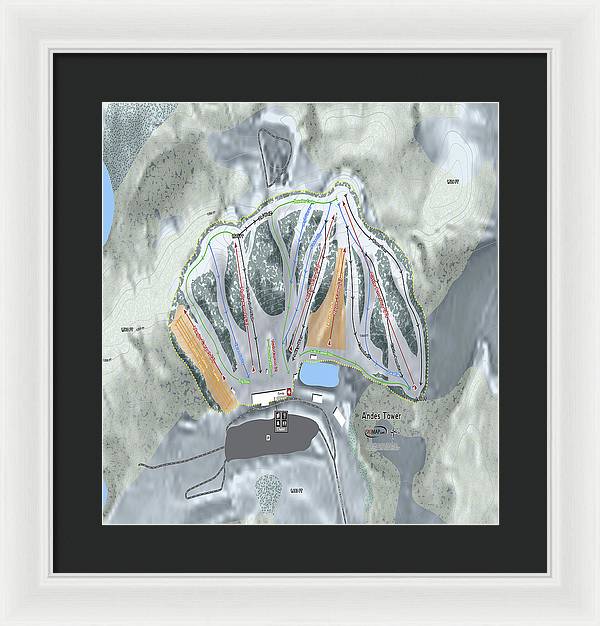 Andes Tower Ski Trail Map - Framed Print - Powderaddicts