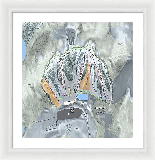 Andes Tower Ski Trail Map - Framed Print - Powderaddicts