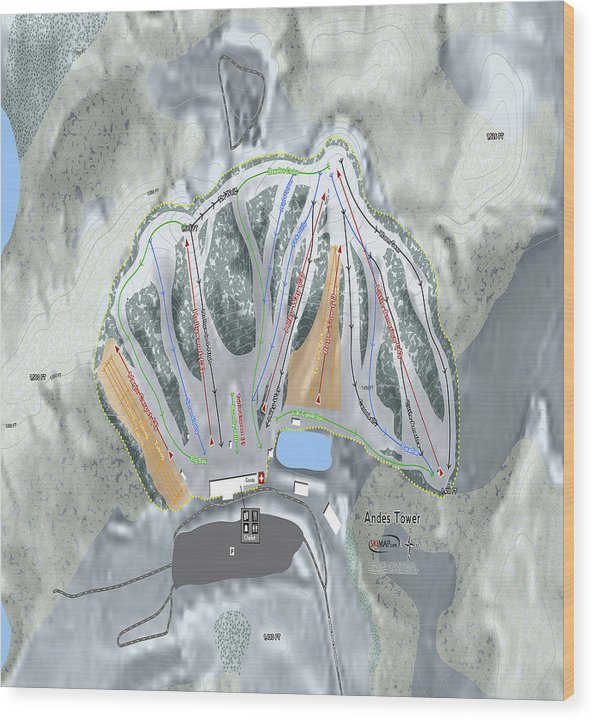 Andes Tower Ski Trail Map - Wood Print - Powderaddicts