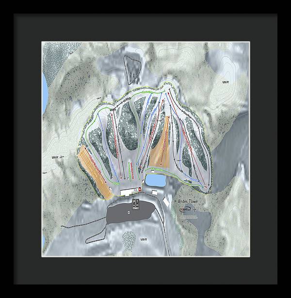 Andes Tower Ski Trail Map - Framed Print - Powderaddicts