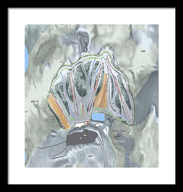 Andes Tower Ski Trail Map - Framed Print - Powderaddicts