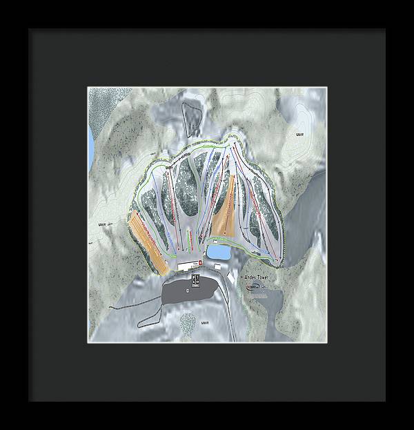 Andes Tower Ski Trail Map - Framed Print - Powderaddicts