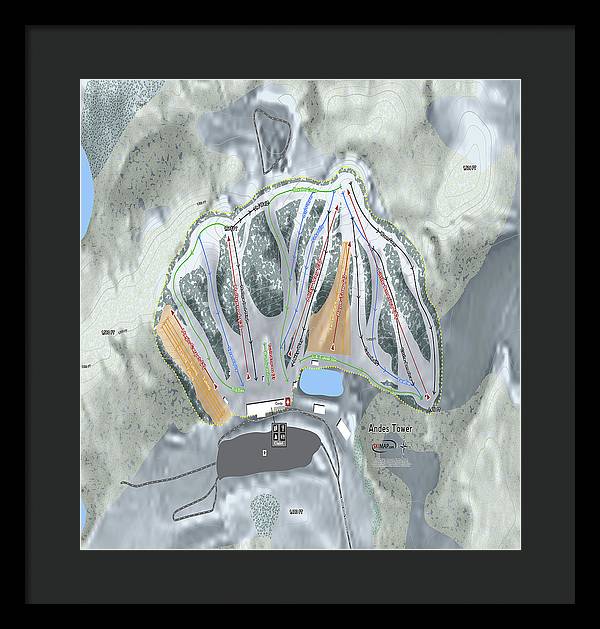 Andes Tower Ski Trail Map - Framed Print - Powderaddicts