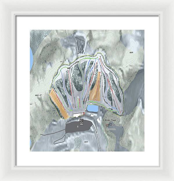 Andes Tower Ski Trail Map - Framed Print - Powderaddicts