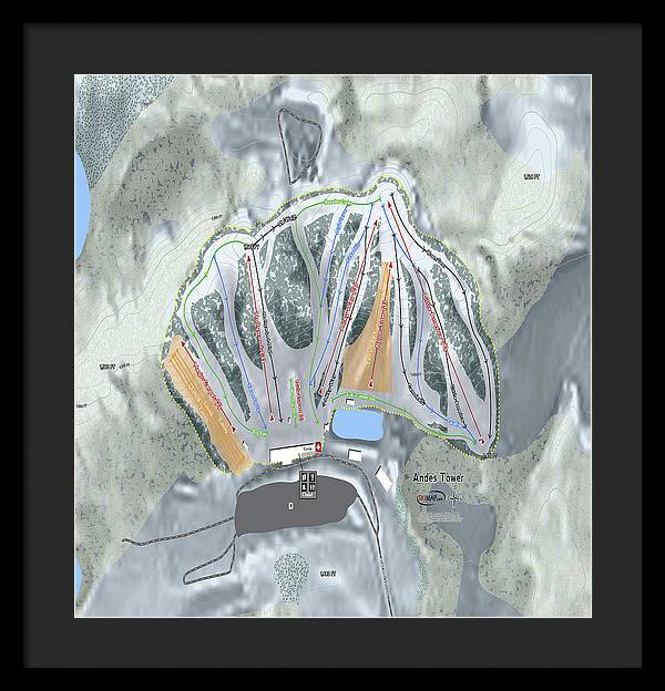Andes Tower Ski Trail Map - Framed Print - Powderaddicts