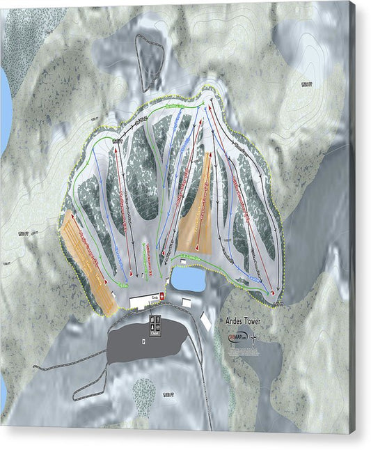 Andes Tower Ski Trail Map - Acrylic Print - Powderaddicts