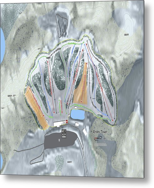 Andes Tower Ski Trail Map - Metal Print - Powderaddicts
