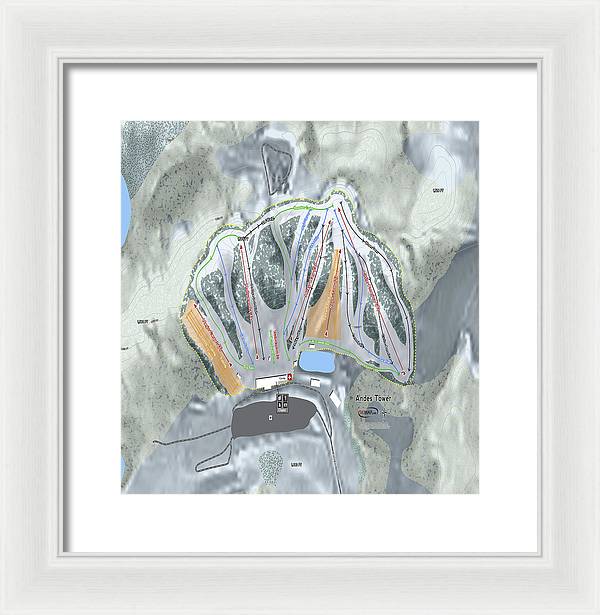 Andes Tower Ski Trail Map - Framed Print - Powderaddicts