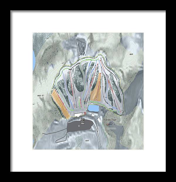 Andes Tower Ski Trail Map - Framed Print - Powderaddicts