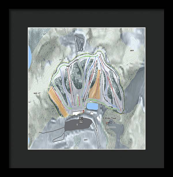 Andes Tower Ski Trail Map - Framed Print - Powderaddicts