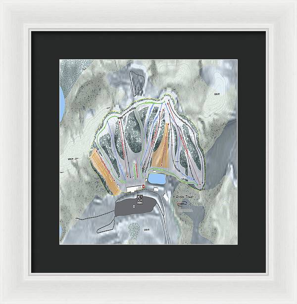 Andes Tower Ski Trail Map - Framed Print - Powderaddicts