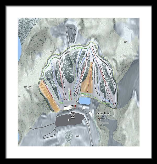 Andes Tower Ski Trail Map - Framed Print - Powderaddicts