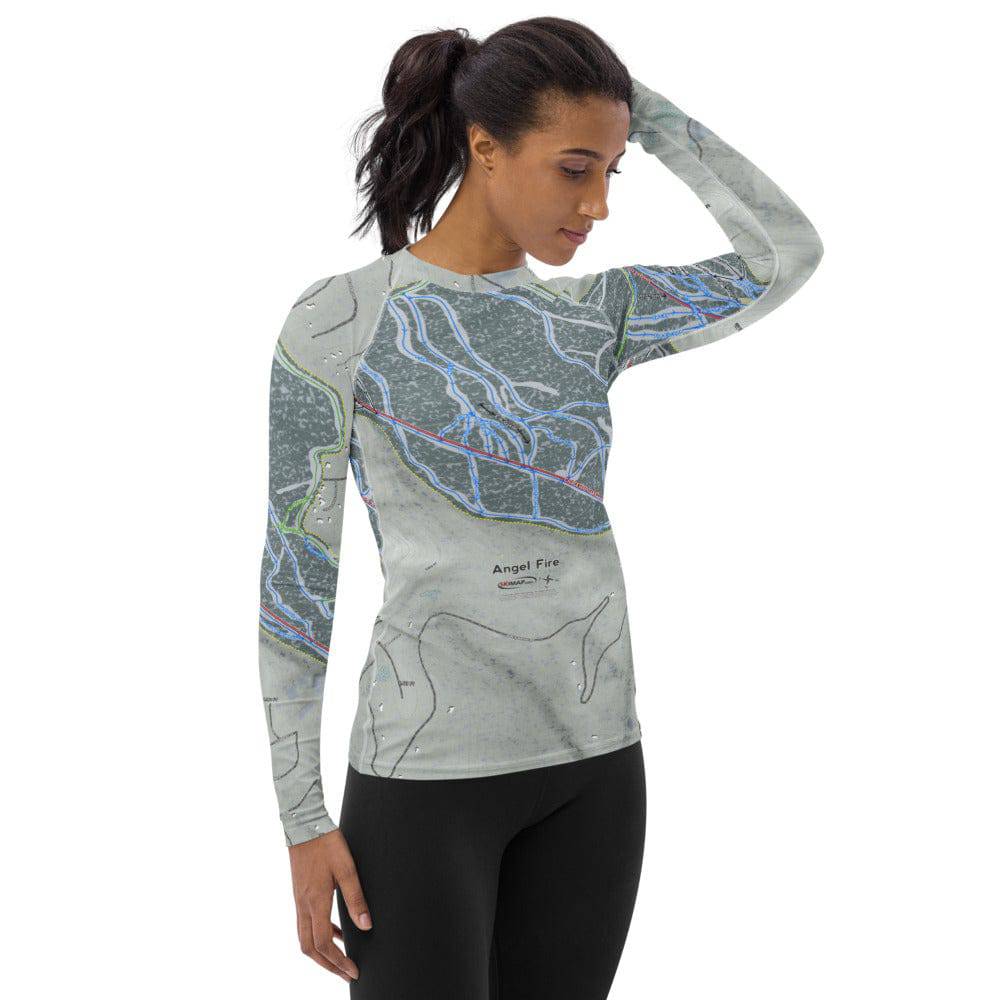 Angel Fire, New Mexico Ski Trail Map Women's Base Layer Top - Powderaddicts