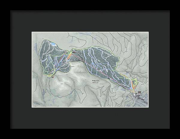 Angel Fire Ski Trail Map - Framed Print - Powderaddicts