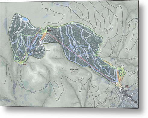 Angel Fire Ski Trail Map - Metal Print - Powderaddicts
