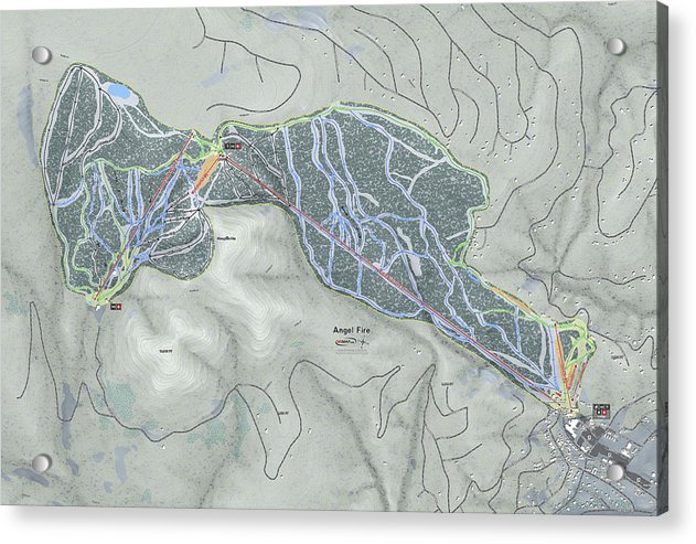 Angel Fire Ski Trail Map - Acrylic Print - Powderaddicts