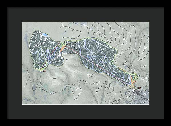 Angel Fire Ski Trail Map - Framed Print - Powderaddicts