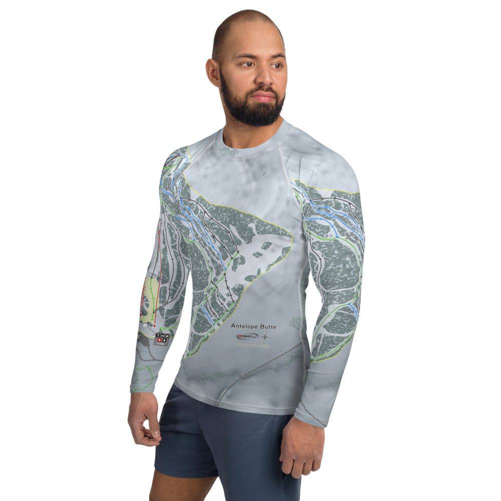 Antelope Butte, Wyoming Ski Trail Map Men's Base Layer Top - Powderaddicts