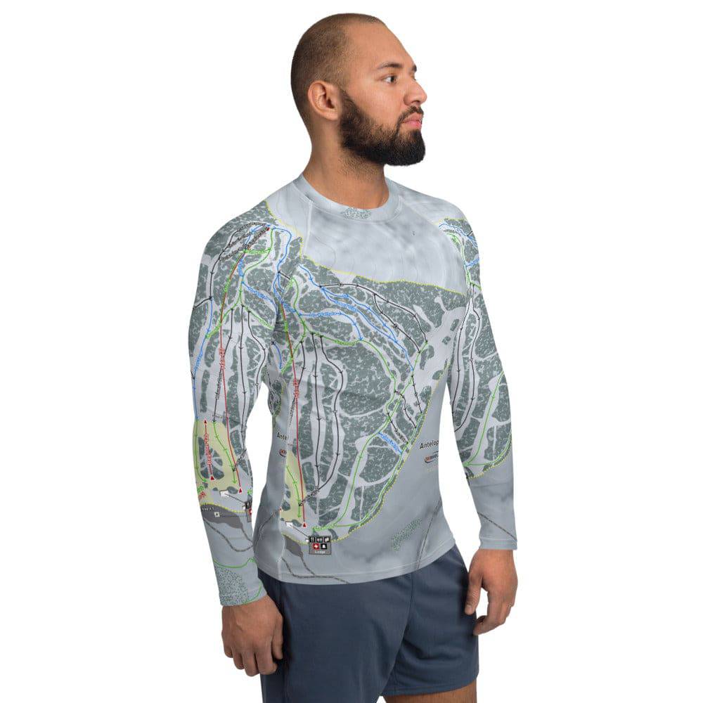 Antelope Butte, Wyoming Ski Trail Map Men's Base Layer Top - Powderaddicts