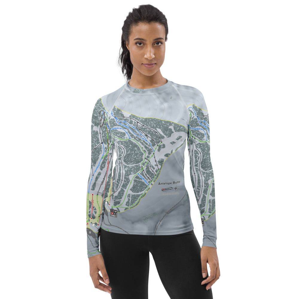 Antelope Butte, Wyoming Ski Trail Map Women's Base Layer Top