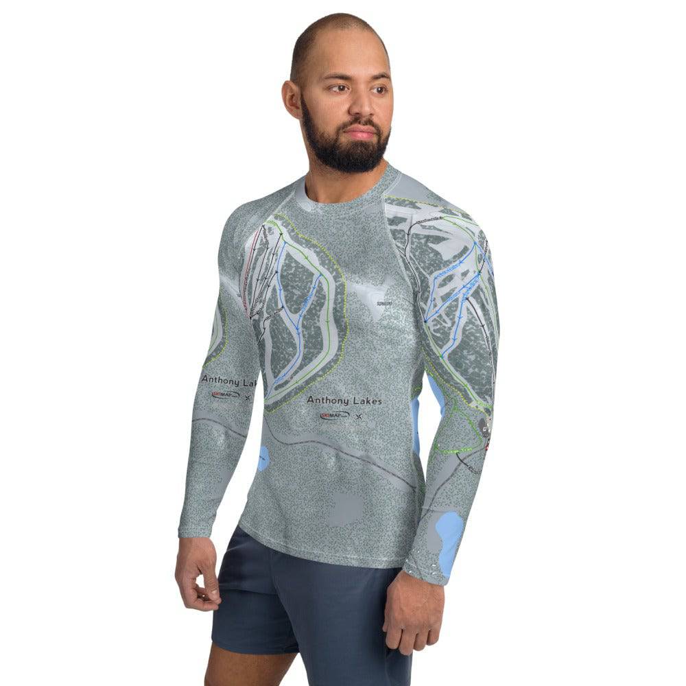 Anthony Lakes, Oregon Ski Trail Map Men's Base Layer Top - Powderaddicts