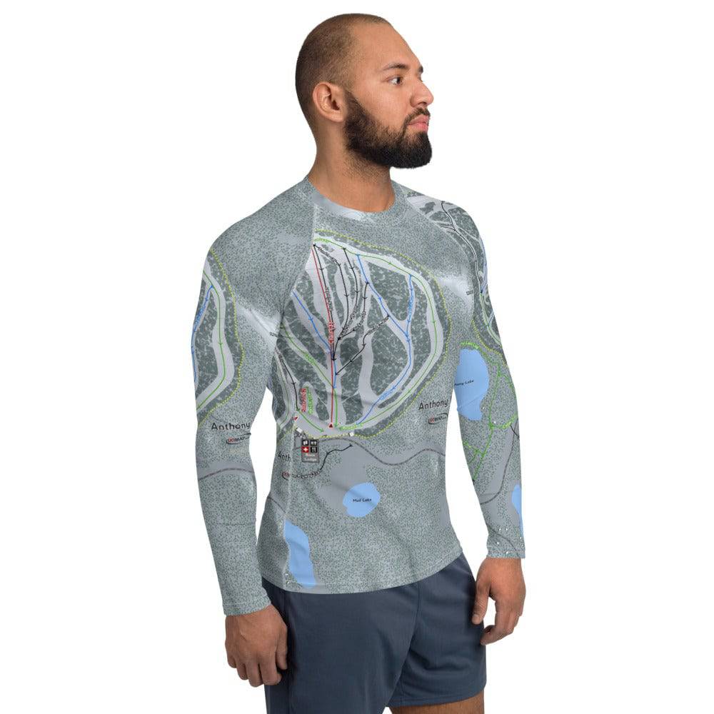 Anthony Lakes, Oregon Ski Trail Map Men's Base Layer Top - Powderaddicts