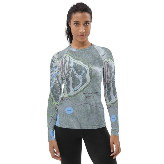 Anthony Lakes, Oregon Ski Trail Map Women's Base Layer Top - Powderaddicts