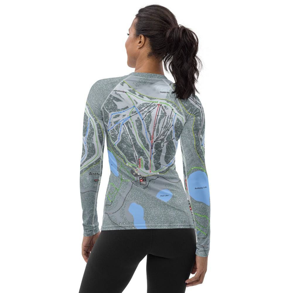 Anthony Lakes, Oregon Ski Trail Map Women's Base Layer Top - Powderaddicts