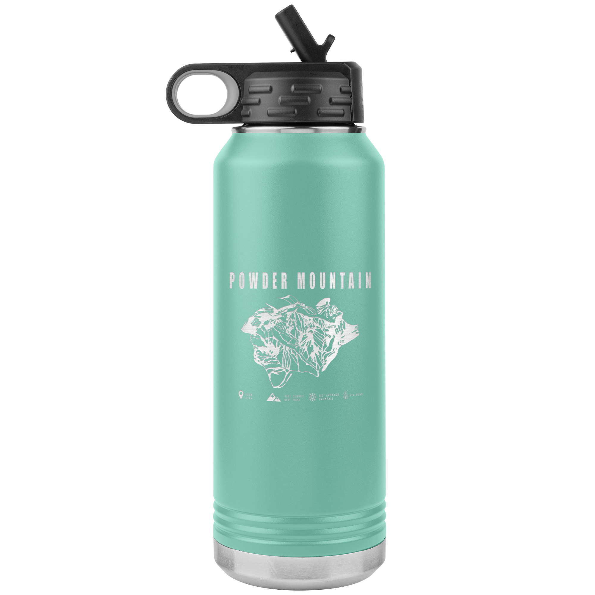 Powder Mountain,Utah Ski Trail Map 32oz Water Bottle Tumbler - Powderaddicts