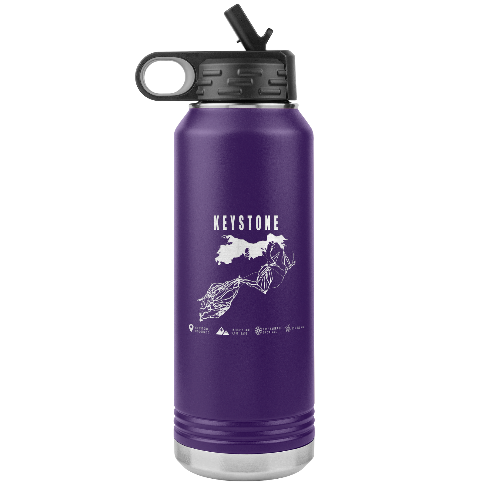 Keystone Colorado Ski Trail Map 32oz Water Bottle Tumbler - Powderaddicts