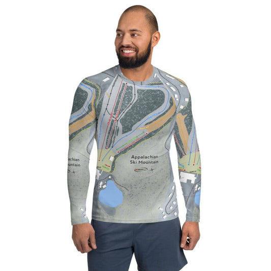 Appalachian Ski Mountain, North Carolina Ski Trail Map Men's Base Layer Top - Powderaddicts