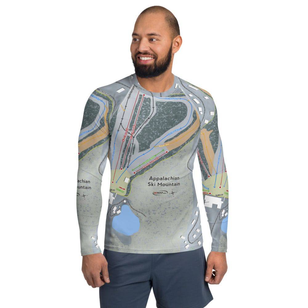 Appalachian Ski Mountain, North Carolina Ski Trail Map Men's Base Layer Top - Powderaddicts