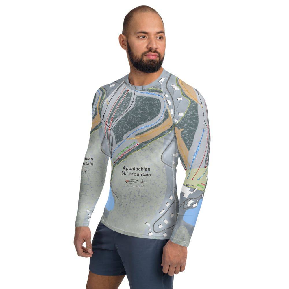 Appalachian Ski Mountain, North Carolina Ski Trail Map Men's Base Layer Top - Powderaddicts