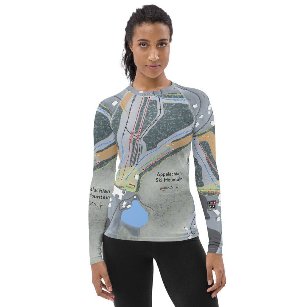 Appalachian Ski Mountain, North Carolina Ski Trail Map Women's Base Layer Top