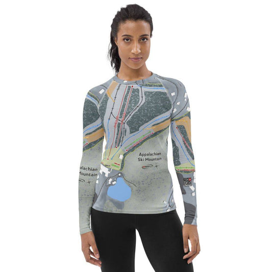 Appalachian Ski Mountain, North Carolina Ski Trail Map Women's Base Layer Top - Powderaddicts