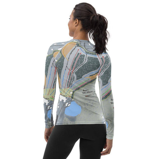 Appalachian Ski Mountain, North Carolina Ski Trail Map Women's Base Layer Top - Powderaddicts