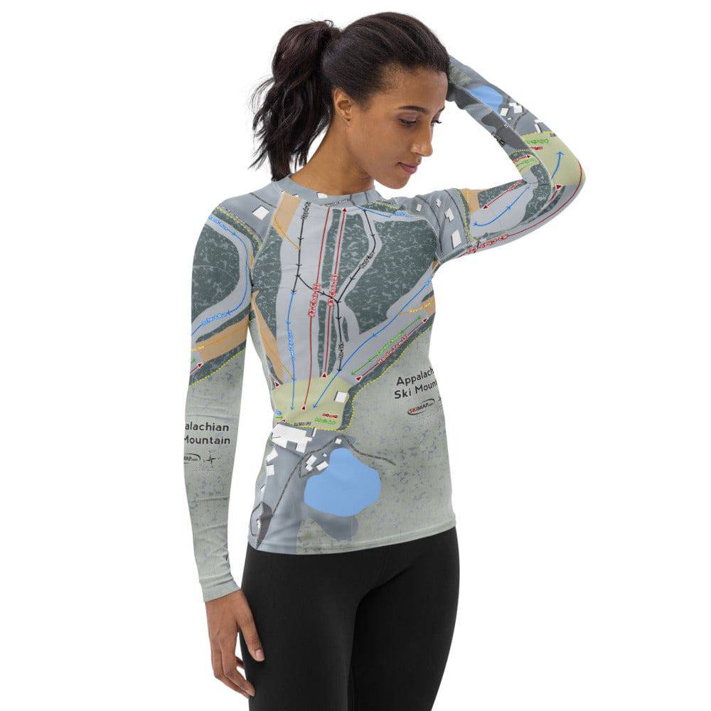 Appalachian Ski Mountain, North Carolina Ski Trail Map Women's Base Layer Top - Powderaddicts