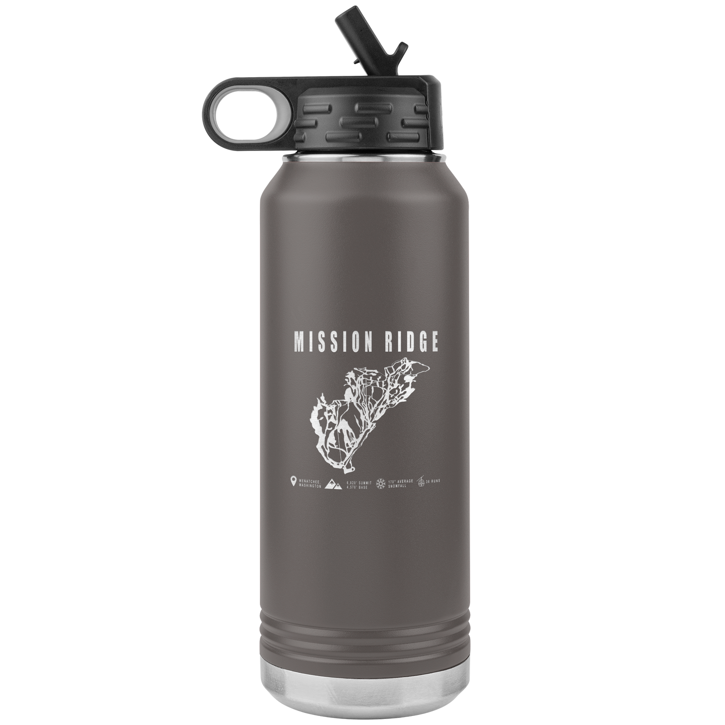 Mission Ridge, Washington Ski Trail Map 32oz Water Bottle Tumbler - Powderaddicts