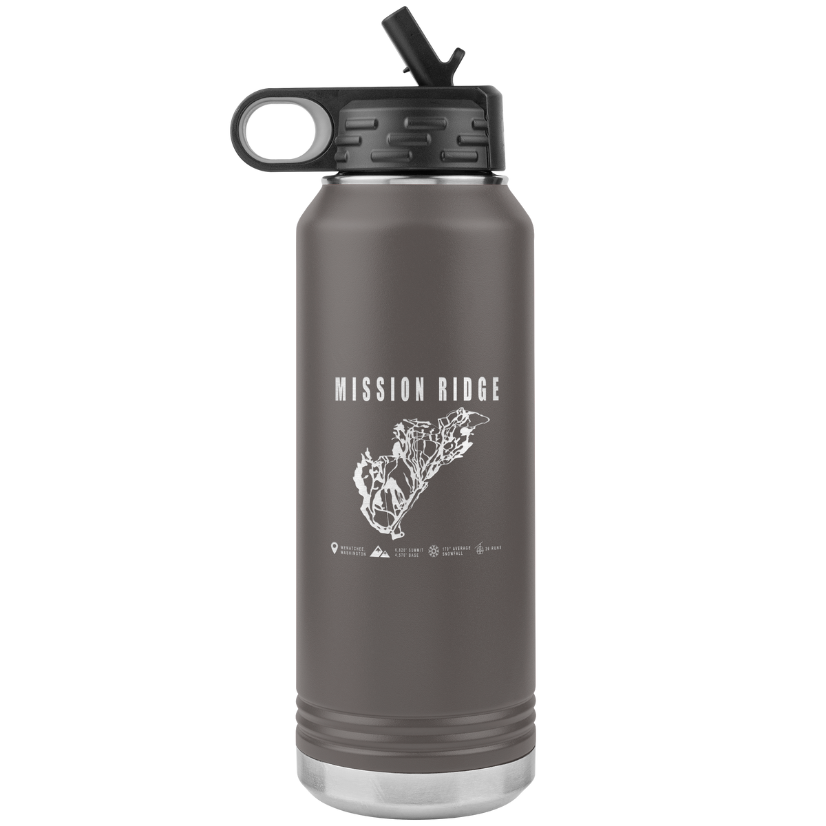 Mission Ridge, Washington Ski Trail Map 32oz Water Bottle Tumbler - Powderaddicts