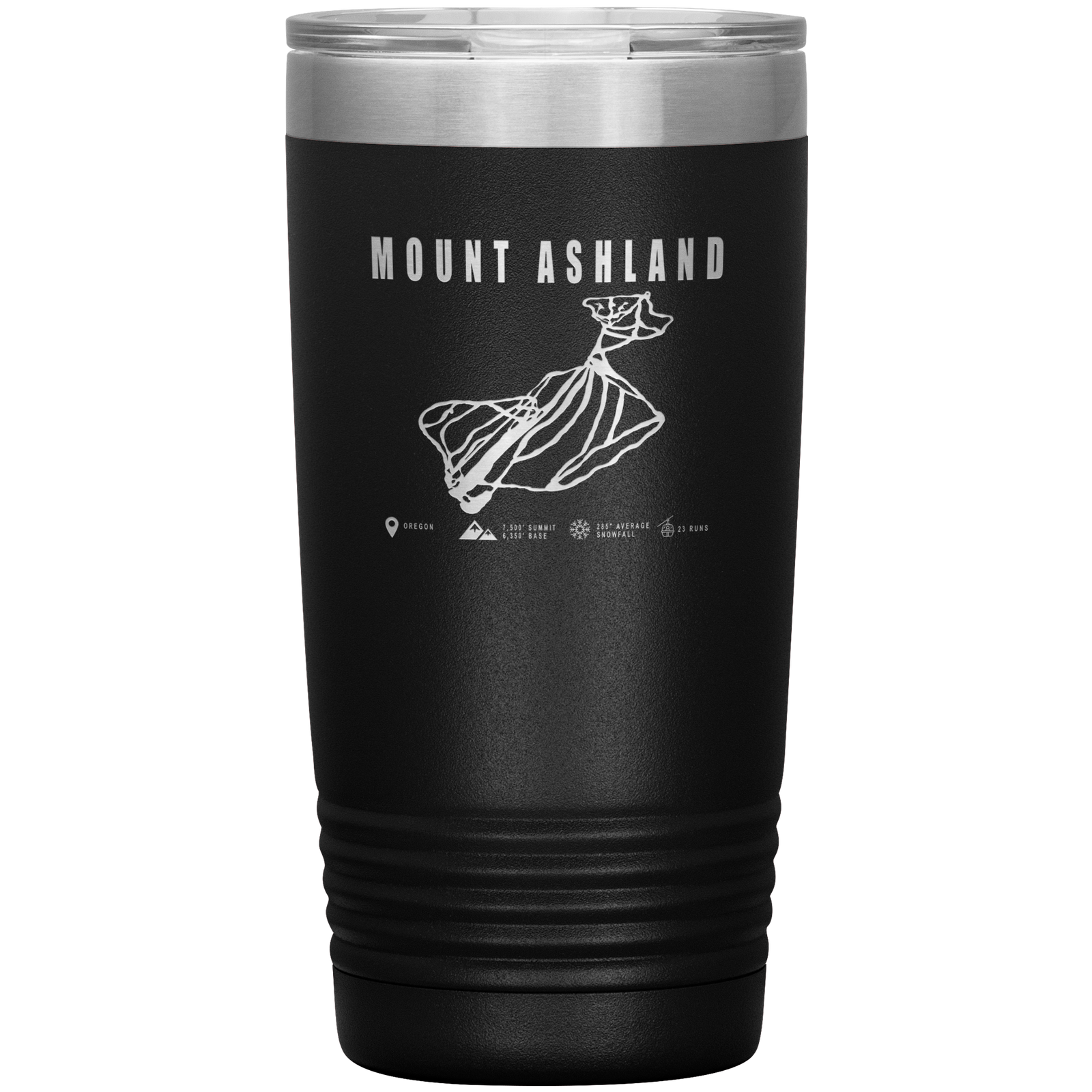 Mount Ashland, Oregon Ski Trail Map 20oz Tumbler - Powderaddicts