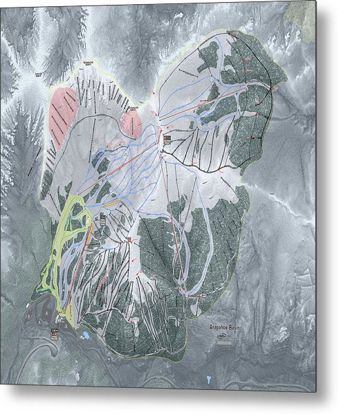 Arapahoe Basin Ski Trail Map  - Metal Print - Powderaddicts