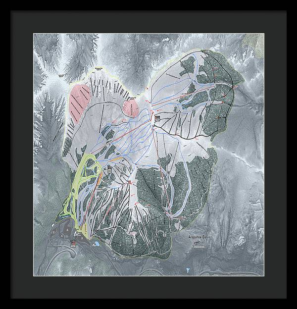 Arapahoe Basin Ski Trail Map  - Framed Print - Powderaddicts