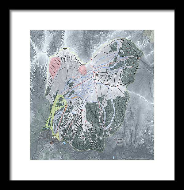 Arapahoe Basin Ski Trail Map  - Framed Print - Powderaddicts